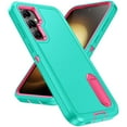 thumbnail image 1 of Stand Case for Samsung Galaxy S23 FE with Metal Kickstand Hard PC & TPU Back Shockproof [Military Grade Protection] Heavy Duty Rugged Hybird Protective Cover for Samsung Galaxy S23 FE, Mint+Rose, 1 of 9