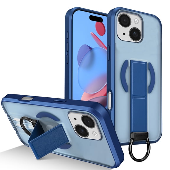 Stand Case for iPhone 13 with Magnetic, Military Grade Drop Protection, Slim Lightweight Frosted Shockproof Protective Cover Support Wireless Charging for iPhone 13, Blue