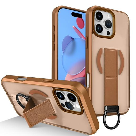 Stand Case for iPhone 16 Pro with Magnetic, Military Grade Drop Protection, Slim Lightweight Frosted Shockproof Protective Cover Support Wireless Charging for iPhone 16 Pro, Khaki
