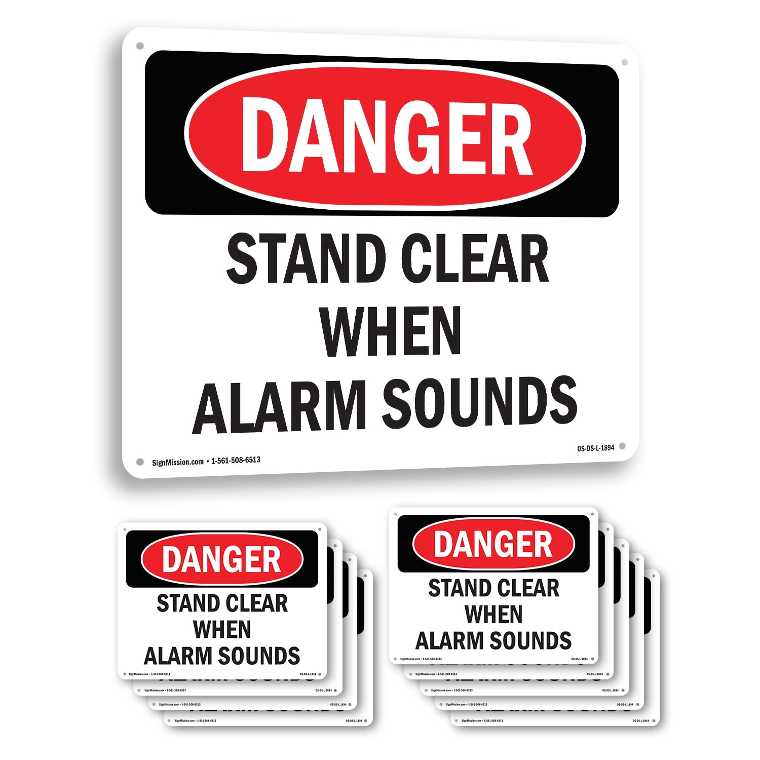 Stand Clear When Alarm Sounds OSHA Danger Rigid Plastic Sign 18 Inch x ...