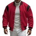 thumbnail image 1 of Stand Collar Classic Baseball Jackets (XL, Red), 1 of 8