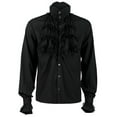 thumbnail image 1 of Stand Collar Gothic Shirt For Men Themed Event Long Sleeve Ruffle Medieval Top, 1 of 16