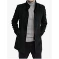 thumbnail image 1 of Stand Collar Long Sleeve Mens Trench Coat (L, Black), 1 of 7