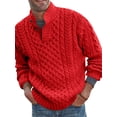 thumbnail image 1 of Stand Collar Men Casual Knit Sweater Male Cable Chunny Pullover, 1 of 5