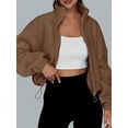 thumbnail image 1 of Stand Collar Oversized Zip-Up Sweatshirts (XL, CopperTanBrown), 1 of 10