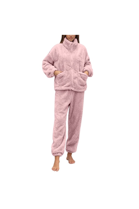 Stand Collar Pajama Winter Thermal Sleepwear Homewear Loungewear Cozy Outfit For Ladies Soft Comfortable Nightwear Christmas pajamas for women set