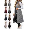 thumbnail image 1 of Stand Collar Puffer Vests for Women,Zip Up Sleeveless Oversized Long Quilted Warm Coat With Pockets, 1 of 7