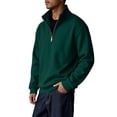 thumbnail image 1 of Stand Collar Quarter Zip Sweatshirt for Men Classic Fleece Pullover Solid Color Long Sleeve Top Casual Athletic Clothing, 1 of 6