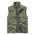 thumbnail image 1 of Stand-Collar Sleeveless Coat for Men Zip up Fishing Vest with Zipper Pockets Solid Color Lightweight Outdoor Vest Army Green M, 1 of 9