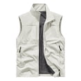 thumbnail image 1 of Stand-Collar Sleeveless Coat for Men Zip up Fishing Vest with Zipper Pockets Solid Color Lightweight Outdoor Vest White XL, 1 of 9