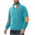 thumbnail image 1 of Stand Collar Sweatshirts Button Down Drawstring Color Block Pullover Casual Loose Warm Polar Fleece Tops (XL, Sky Blue), 1 of 8