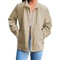thumbnail image 1 of Stand Collar Women's Long Jacket Wind Resistant Button Front Hooded Coat for Outdoor, 1 of 7