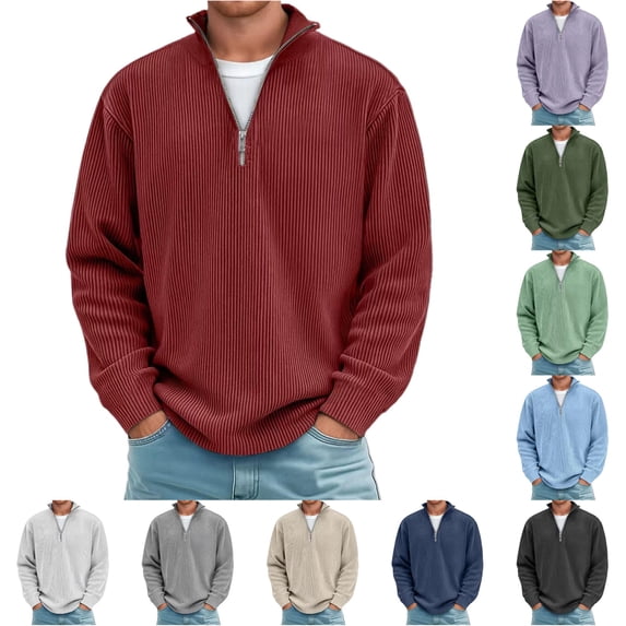 Stand Collar Zip Up Long Sleeve Corduroy Shirt Casual Soft Warm Textured Shirt Jacket for Fall Winter Season Sweats for Men M