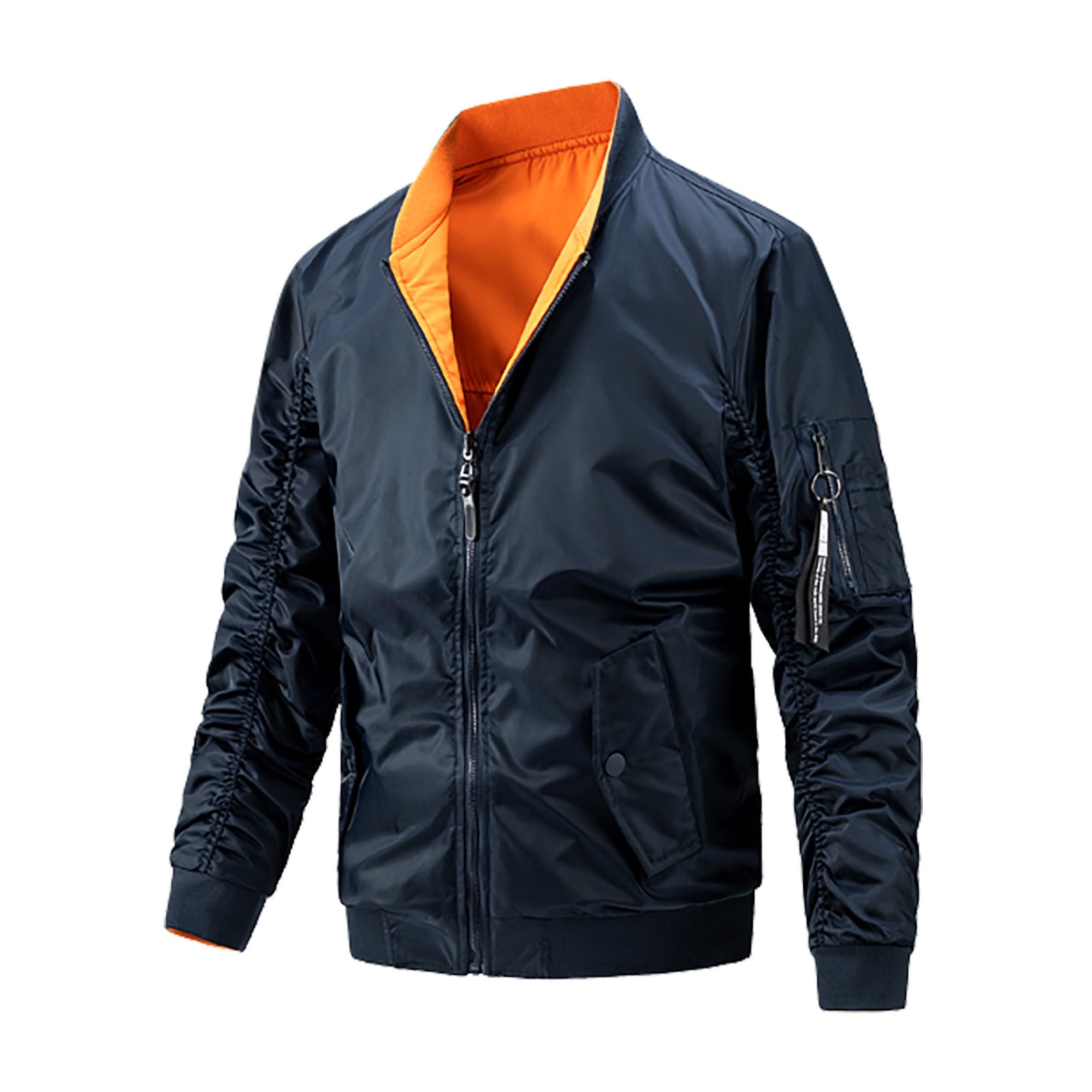 Stand Collar Zipper Padded Warm Bomber Jacket Men Fashion Double