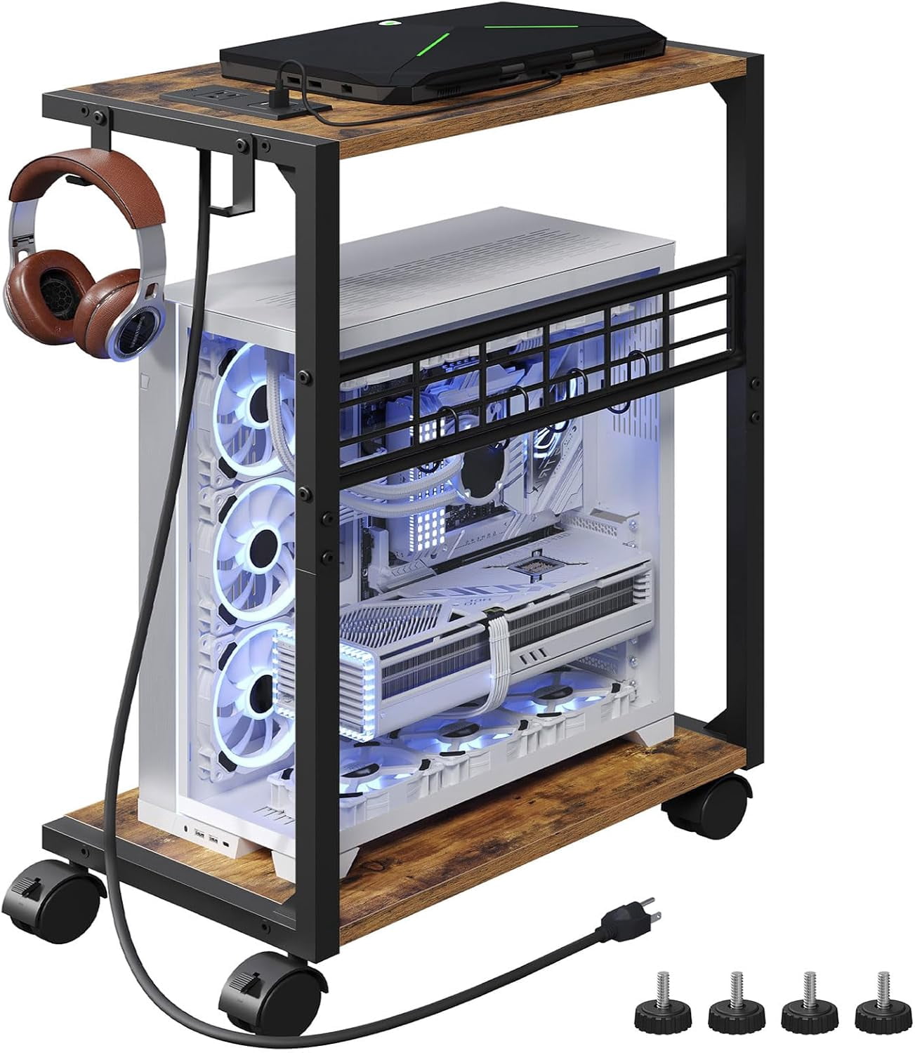 Stand, Computer Tower Stand with Charging Station, 16.9