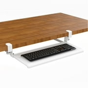 Stand Up Desk Store Large Clamp-On Retractable Adjustable Keyboard Tray | Improve Comfort while Increasing Desk Space - For Desktops Up To 1.5" Thick 33" W x 12.25" D White Large