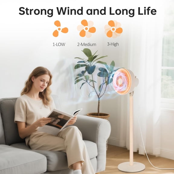 Stand Fan for Bedroom,Oscillating Pedestal Fan with 3-Speed, Adjustable Height,Standing Floor Fan for Living Room, Bedroom, Kitchen, and Home Office