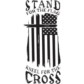 Stand for the Flag Kneel for the Cross Vinyl Sticker, Distressed American Flag Christian Design for Car Window, Laptop and Vehicle, Patriotic Faith Decor (5" x 2.23")