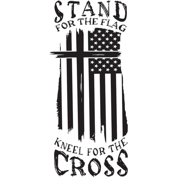 Stand for the Flag Kneel for the Cross Vinyl Sticker, Distressed American Flag Christian Design for Car Window, Laptop and Vehicle, Patriotic Faith Decor (5" x 2.23")
