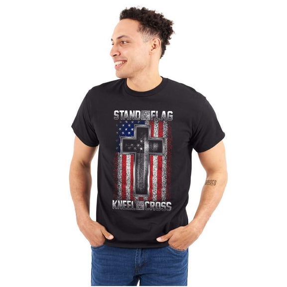 Stand For Flag Kneel The Cross Men's Big & Tall Crewneck Graphic Tee Brisco Brands 2X