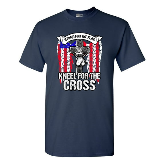 Stand For The Flag Kneel For The Cross Army Necklace USA DT Adult T-Shirt Tee