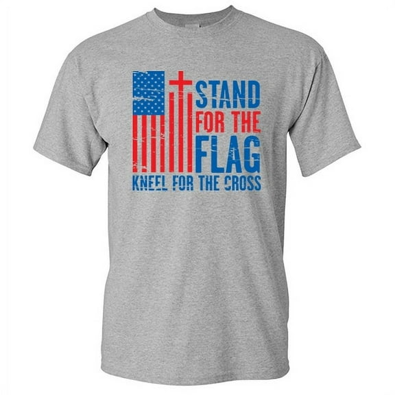 Stand For The Flag Kneel For The Cross Novelty Graphic Tees Men Humor Christmas Gift Funny Sarcastic T Shirt
