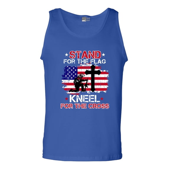 Stand For The Flag Kneel For The Cross Soldier Flag USA DT Adult Tank Top
