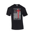 thumbnail image 1 of Stand For The Flag Kneel For The Cross White Tattered Flag Red Cross God Jesus Christ American Flag Short Sleeve Men's Graphic T-Shirt-Black-5xl, 1 of 1