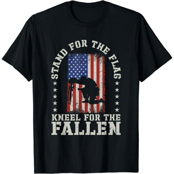 Stand For The Flag Kneel For The Fallen Veteran Patriotic T-Shirt mens t shirt,black,women,funny,misfits,men,journey,t-shirt