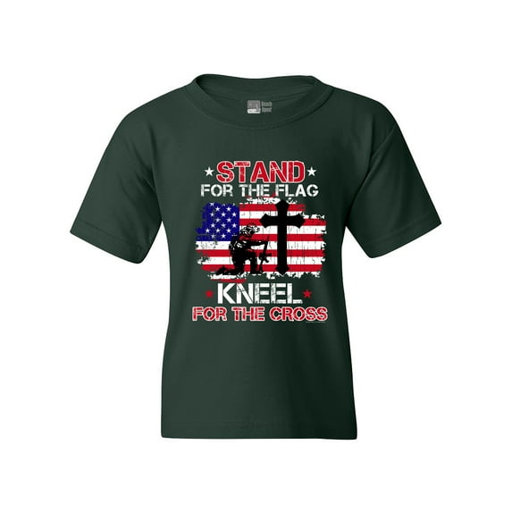 Stand For The Kneel For The Cross Soldier USA DT Youth Kids T-Shirt Tee