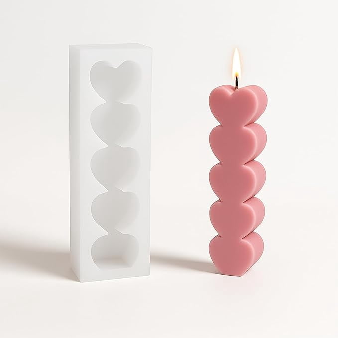 Stand of Heart Silicone Candle Mold Wax Moulds for Candles Handmade Soaps Resin Polymer Clay Candy Cake Chocolate Ice Cream Jelly DIY Art Crafts Supplies Home Decoration