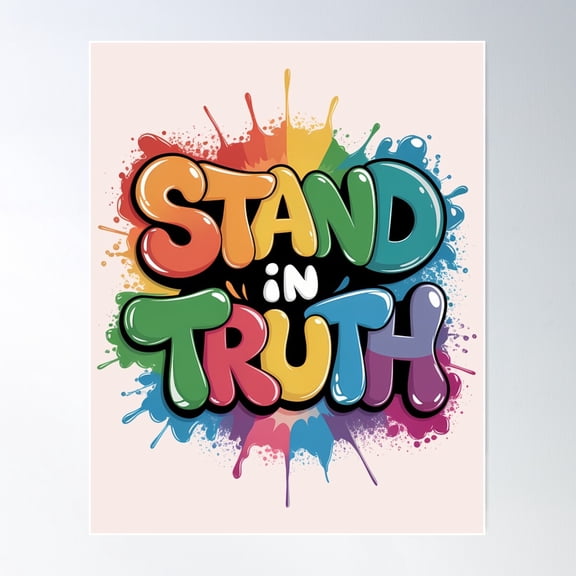 Stand In Truth John 8:32 Bold Graffiti Jesus Quote Street Art Poster Wall Art, Modern Wall Decor For Living Room Bedroom, 8x12 UNFRAMED