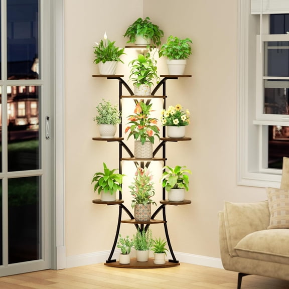 Stand Indoor with -63'' Tall  Shelf, Corner  Stands for Indoor Growing, Tiered  Shelves Large Flower Holder for Indoor , V-Shaped Decorative Rack for , Black