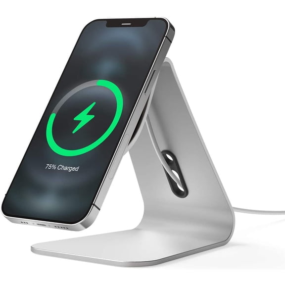 Stand for MagSafe Charger - elago MS4 Charging Stand Compatible with MagSafe Charger - Aluminum Phone Stand Compatible with iPhone 12 Models [Silver] (Cable not Included)