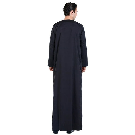 Stand Men's Arab Collar Color Robe Solid Middle Clothes