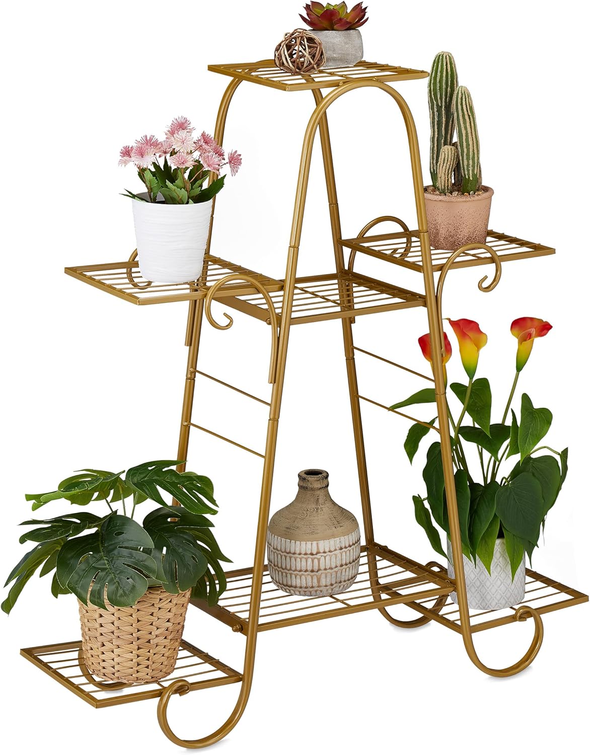 Large Metal Flower Racks Stand Metal, for 7 Potted Plants, Flower Rack Indoor, Vintage Design ...