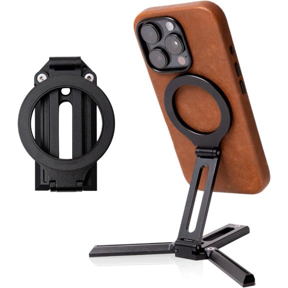 Stand - Mini Tripod Stand - Foldable Phone Holder with Adjustable Angle - Grip for 12/13/14/15, Vertical & Horizontal - Travel-Friendly