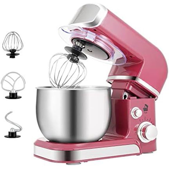 Stand Mixer,3.2Qt Small Electric Food Mixer,6 Speeds Portable Lightweight Kitchen Mixer for Daily Use with Egg Whisk,Dough Hook,Flat Beater (Purplish-red)
