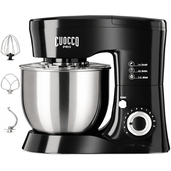CUOCCO PRO 5.5 Qt Stand Mixer, Mixers for Kitchen, Handles Up to 800g/1.76 lb Dry Flour, 1000W Peak, 11 Speeds + Pulse, Dough Hook, Beater & Whisk for Bread & Pizza, Cake & Cookies
