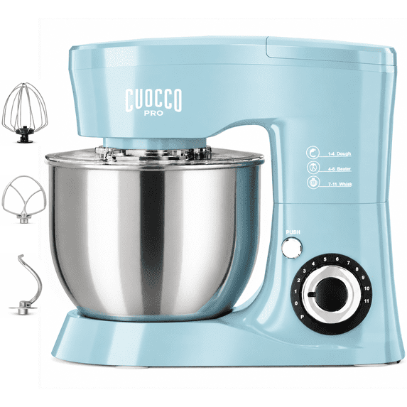 CUOCCO PRO 5.5 Qt Stand Mixer, Mixers for Kitchen, Handles Up to 800g/1.76 lb Dry Flour, 1000W Peak, 11 Speeds + Pulse, Dough Hook, Beater & Whisk for Bread & Pizza, Cake & Cookies