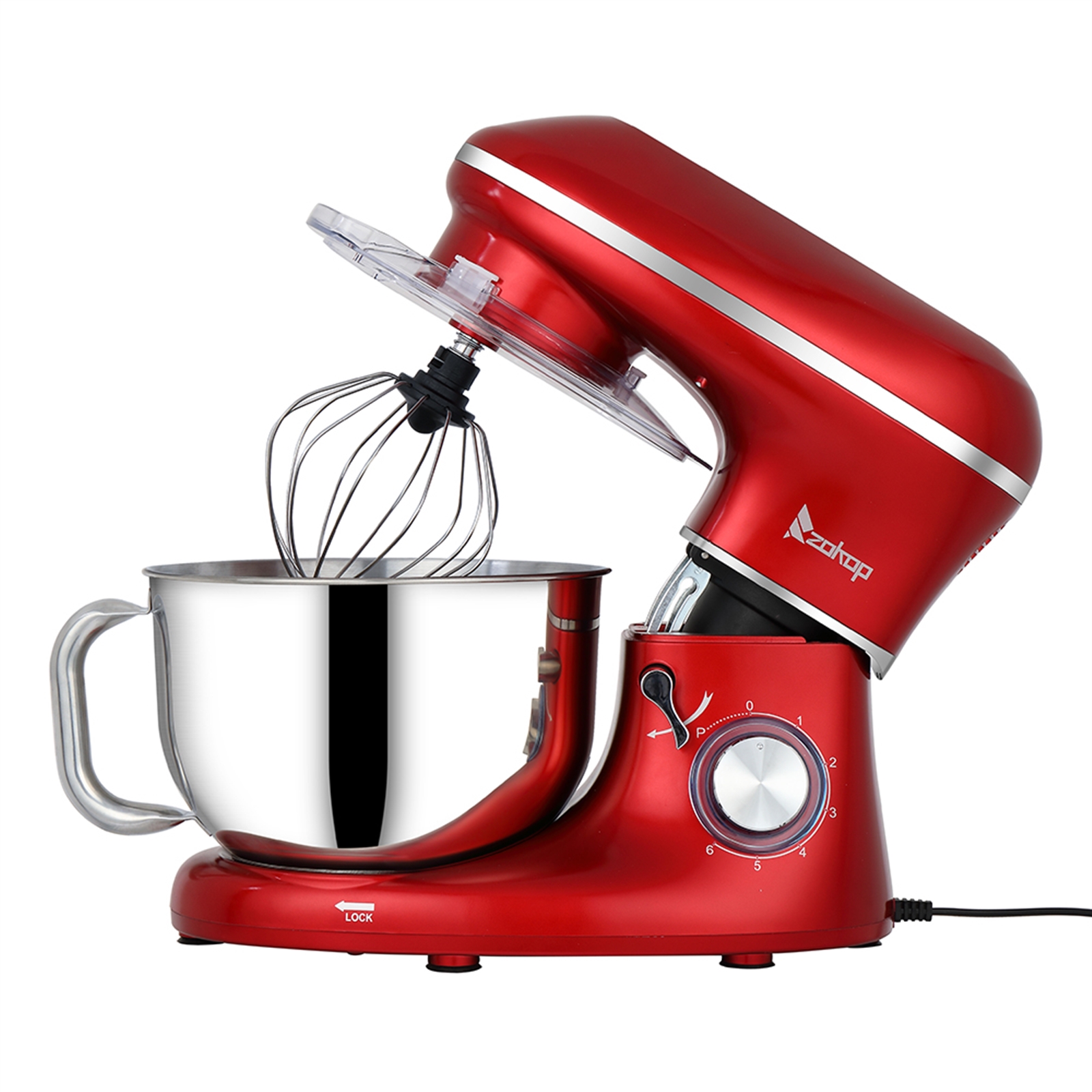 Stand Mixer, 650W 6 Speed 5.8 Quart Tilt-Head Kitchen Electric Food Mixer with Beater, Dough Hook and Wire Whip, Red - image 1 of 7