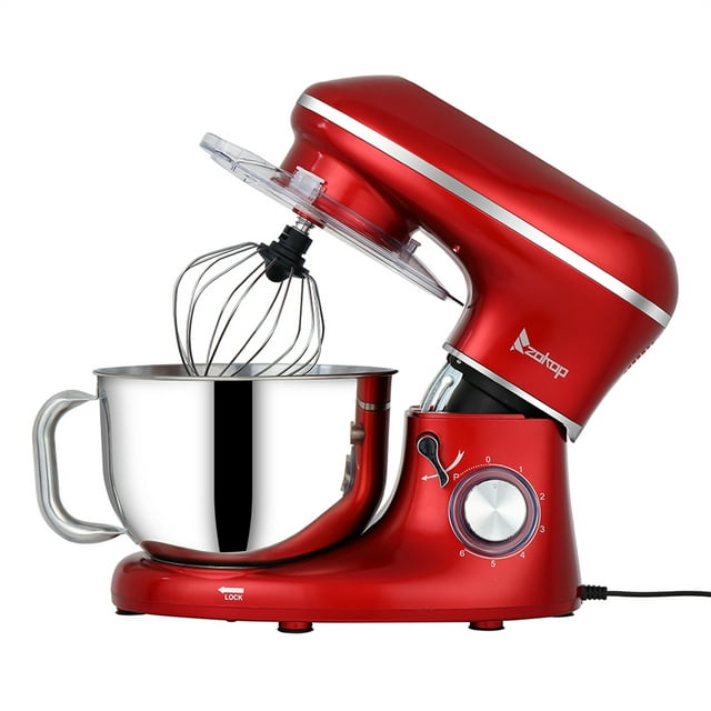 Stand Mixer, 650W 6 Speed 5.8 Quart Tilt-Head Kitchen Electric Food Mixer with Beater, Dough Hook and Wire Whip, Red