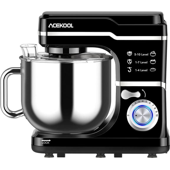 Stand Mixer, 7.5QT 660W Electric Dough Mixer, Kitchen 10-Speed Tilt-Head Food Mixer for Baking&Cake, with Stainless Steel Bowl, Whisk, Dough Hook, Beater, Splash Guard(RED) MC1