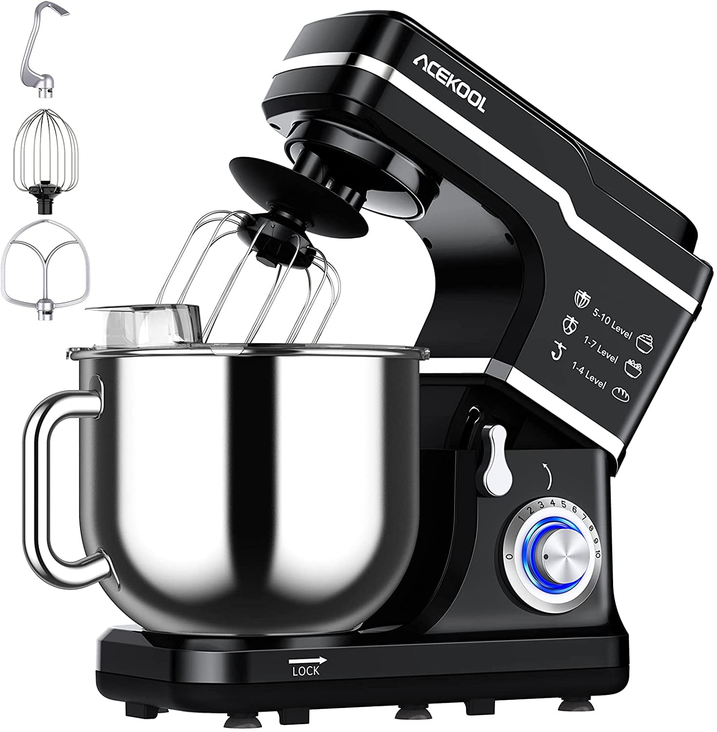 Stand Mixer, 7.5QT Kitchen Electric Food Mixer 10Speed TiltHead Dough Mixer for Baking&Cake