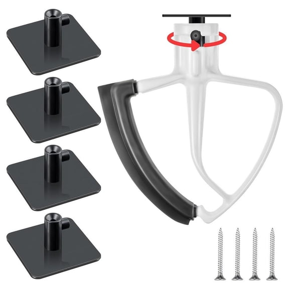 Stand Mixer Accessory Hooks for KitchenAid, Universal Storage Organizer Holder for Beater Dough Hook Pasta Maker Attachments, 4 Pack Adhesive or Screw Mount