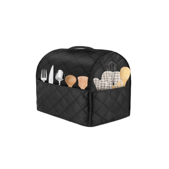 Stand Mixer Cover, Dust Protector for KitchenAid, Quilted Fabric Storage Case with Pockets, Black