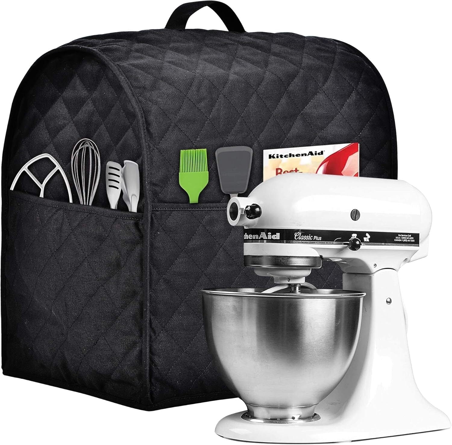 Stand Mixer Cover compatible with Kitchenaid Mixer, Fits All Tilt Head & Bowl Lift Models,Fits for 4.5-Quart and 5-QuartBlack)