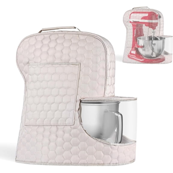 Stand Mixer Dust Cover Compatible with  Mixer - Storage Bag for 6/7/8 Quart Bowl Lift with Pockets for Accessories and Attachments(Khaki,Fits for 6-8 Quart)