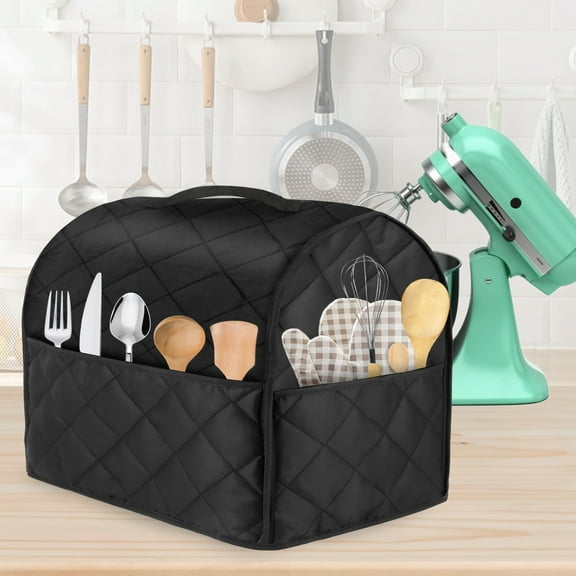 Stand Mixer Dust Cover with 3 Pockets Compatible with KitchenAid Tilt Head, Easy Cleaning,Can Ironable(BLACK)