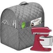 Stand Mixer Dust Cover with 3 Pockets Compatible with KitchenAid Tilt Head, Easy Cleaning,Can Ironable (Light Gray, Fits for 4-6 Quart)